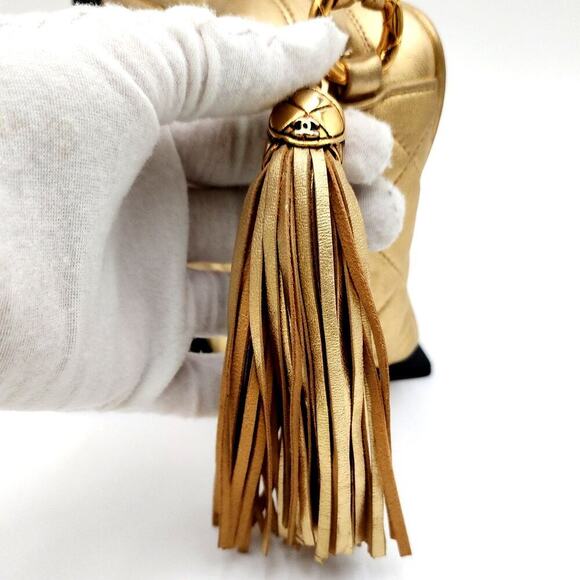 RARE CHANEL CC TASSEL CAMERA BAG GOLD METALLIC - Picture 12 of 16